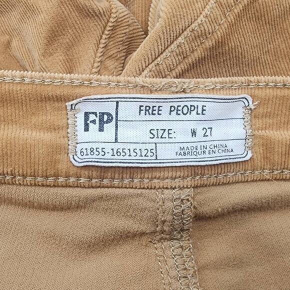 FINAL PRICE Free People Regan Button Fly Cords Tan Raw Hem Skinny Pants 27 - Picture 6 of 7
